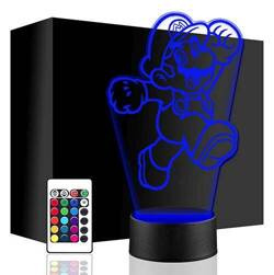 LAMPKA NOCNA LED SUPER MARIO GRA 3D + PILOT prezent URODZINY statuetka