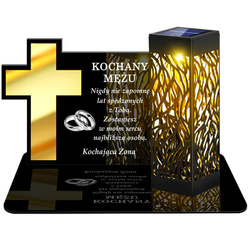 ZNICZ SOLARNY LED WIECZNY PODSTAWKA NA CMENTARZ GRÓB lampka Krzyż 3D DLA MĘŻA