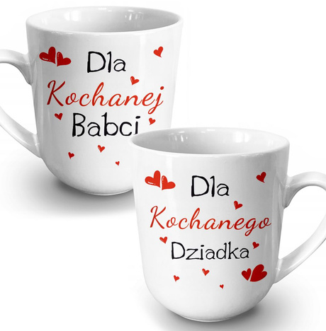 ZESTAW KUBKÓW Z NADRUKIEM PREZENT DLA DZIADKÓW DZIEŃ BABCI I DZIADKA 2SZT.