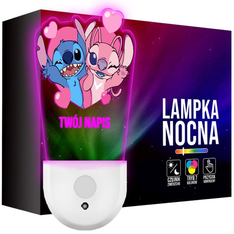 Lampka Nocna LED dla Dziecka LILO I STICH ANGEL kontaktu gniazdka CZUJNIK