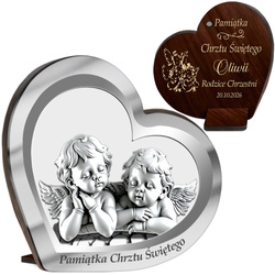 OBRAZEK Z ANIOŁKIEM PAMIĄTKA CHRZTU ŚWIĘTEGO PREZENT NA CHRZEST Z GRAWEREM
