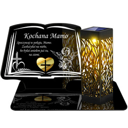 ZNICZ SOLARNY LED WIECZNY PODSTAWKA NA CMENTARZ GRÓB lampka Księga 3D DLA MAMY