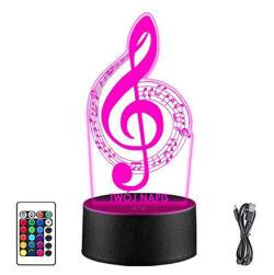 LAMPKA NOCNA LED NUTKA KLUCZ WIOLINOWY 3D +PILOT prezent URODZINY statuetka