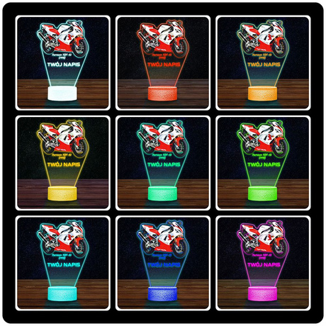 LAMPKA NOCNA LED 3D Motor Ścigacz Yamaha YZF-R prezent dla dziecka URODZINY statuetka + pilot