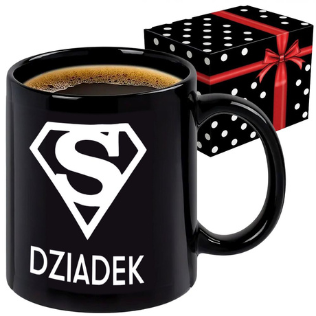 CZARNY KUBEK NA DZIEŃ DZIADKA PREZENT DLA DZIADKA PRADZIADKA DO KAWY