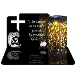 ZNICZ SOLARNY LED WIECZNY PODSTAWKA NA CMENTARZ GRÓB lampka Krzyż 3D