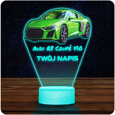 LAMPKA NOCNA LED 3D AUDI R8 SAMOCHÓD prezent dla dziecka URODZINY statuetka + pilot