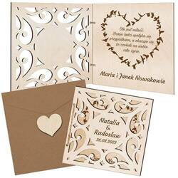 Drewniana Kartka ślubna prezent na ślub wesele dla pary młodej na pieniądze