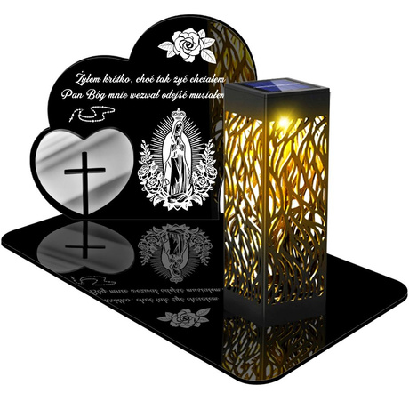 ZNICZ SOLARNY LED WIECZNY PODSTAWKA NA CMENTARZ GRÓB lampka Serce 3D 