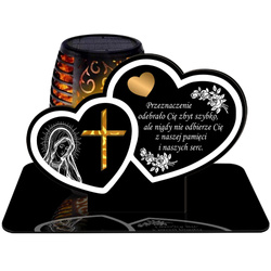 ZNICZ SOLARNY LED WIECZNY PODSTAWKA NA CMENTARZ GRÓB Serce EFEKT PŁOMIENIA