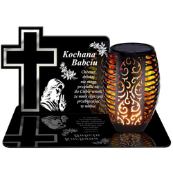 ZNICZ SOLARNY LED WIECZNY PODSTAWKA NA CMENTARZ GRÓB Krzyż EFEKT PŁOMIENIA DLA BABCI