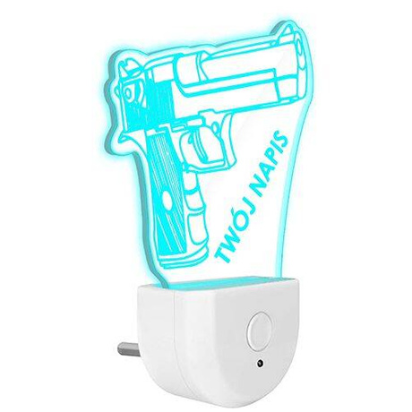 Lampka Nocna LED dla Dzieci PISTOLET REWOLWER do kontaktu gniazdka CZUJNIK