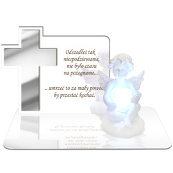 ZNICZ LED GRÓB Dziecka Córki Syna ANIOŁEK PODSTAWKA NA CMENTARZ BIAŁY ANIOŁ