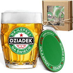 ZESTAW PREZENT DLA DZIADKA NA DZIEŃ DZIADKA KUFEL DO PIWA + PODKŁADKA