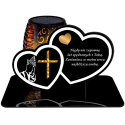 ZNICZ SOLARNY LED WIECZNY PODSTAWKA NA CMENTARZ GRÓB Serce EFEKT PŁOMIENIA