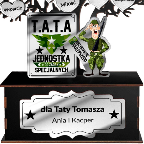 PAMIĄTKA PREZENT NA DZIEŃ TATY DLA SUPER TATY OJCA TEŚCIA SERCE DRZEWKO