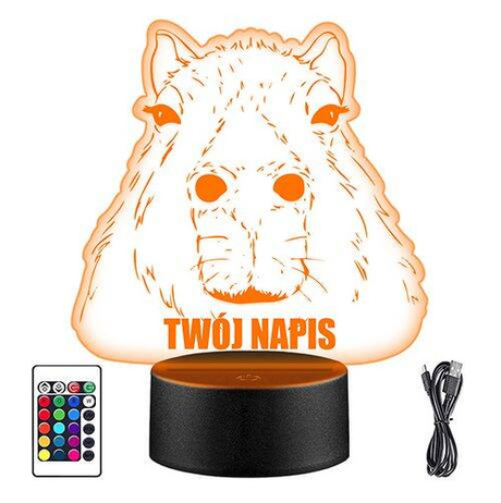 LAMPKA NOCNA LED KAPIBARA ZWIERZĄTKO 3D + PILOT prezent URODZINY statuetka