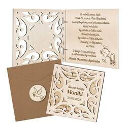 DREWNIANA KARTKA NA CHRZEST PREZENT UPOMINEK