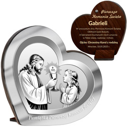 PAMIĄTKA PIERWSZEJ KOMUNII ŚWIĘTEJ OBRAZEK PREZENT NA KOMUNIĘ Z GRAWEREM dla dziewczynki