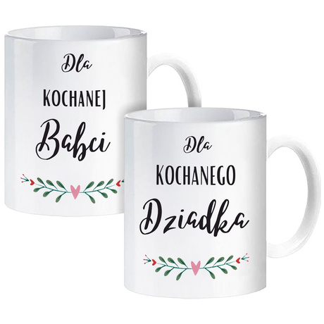 ZESTAW KUBKÓW Z NADRUKIEM DLA BABCI I DZIADKA 2SZT. PREZENT DLA DZIADKÓW WZORY