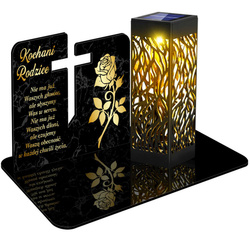 ZNICZ SOLARNY LED WIECZNY PODSTAWKA NA CMENTARZ GRÓB lampka 3D DLA RODZICÓW