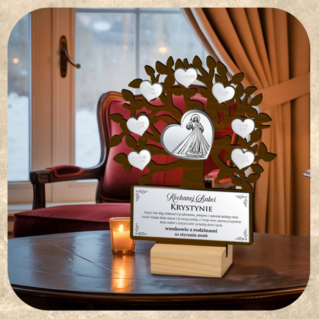 Prezent na Dzień Babci i Dziadka DRZEWKO SZCZĘŚCIA GRAWER DLA BABCI DZIADKA