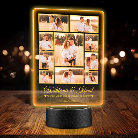 Lampka Nocna ramka prezent na WALENTYNKI DZIEWCZYNY chłopaka żony męża NIEJ z personalizacją