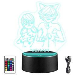 LAMPKA NOCNA LED MIRACULUM MIRACULOUS 3D + PILOT prezent URODZINY statuetka