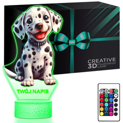LAMPKA NOCNA LED 3D z imieniem PIESEK DALMATYŃCZYK prezent dla dziecka URODZINY statuetka + pilot