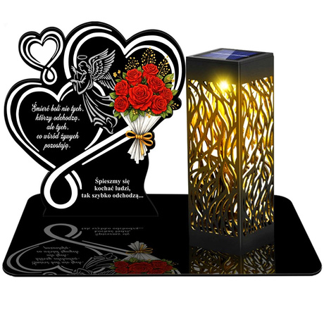ZNICZ SOLARNY LED WIECZNY PODSTAWKA NA CMENTARZ GRÓB lampka Kwiaty 3D