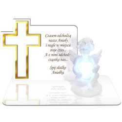 ZNICZ LED GRÓB Dziecka Córki Syna ANIOŁEK PODSTAWKA NA CMENTARZ BIAŁY ANIOŁ