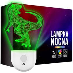 Lampka Nocna LED dla Dzieci DINOZAUR JURASSIC do kontaktu gniazdka CZUJNIK