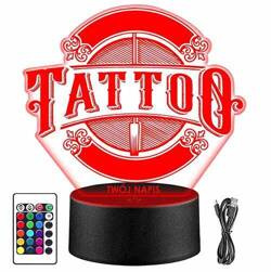 LAMPKA NOCNA LED TATTOO TATUAŻ 3D + PILOT prezent URODZINY statuetka