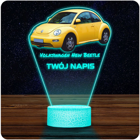 LAMPKA NOCNA LED 3D AUTO Volkswagen New Beetle prezent dla dziecka URODZINY statuetka + pilot
