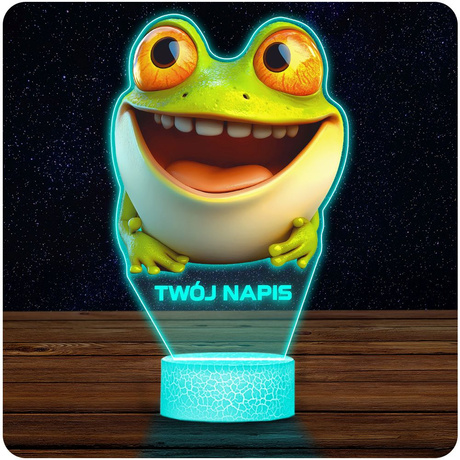 LAMPKA NOCNA LED 3D z imieniem ŻABA ŻABKA ZWIERZĘ prezent dla dziecka URODZINY statuetka + pilot
