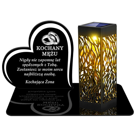 ZNICZ SOLARNY LED WIECZNY PODSTAWKA NA CMENTARZ GRÓB lampka Serce 3D DLA MĘŻA