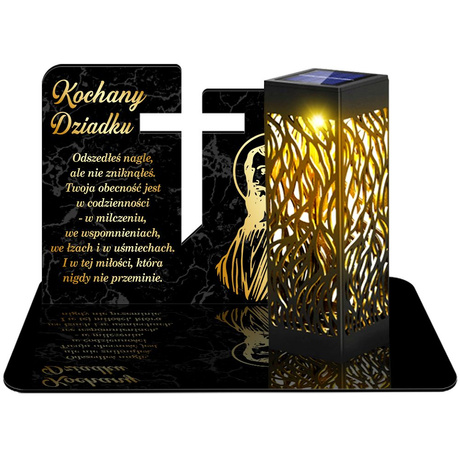 ZNICZ SOLARNY LED WIECZNY PODSTAWKA NA CMENTARZ GRÓB lampka 3D DLA DZIADKA