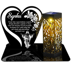 ZNICZ SOLARNY LED WIECZNY PODSTAWKA NA CMENTARZ GRÓB lampka Napis Serce 3D DLA SYNA