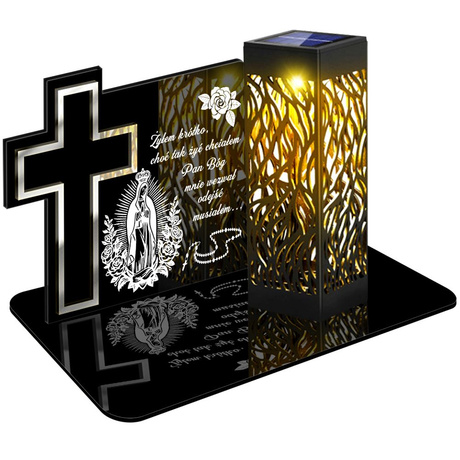 ZNICZ SOLARNY LED WIECZNY PODSTAWKA NA CMENTARZ GRÓB lampka Krzyż 3D