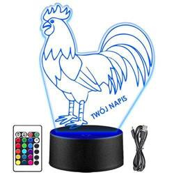 LAMPKA NOCNA LED KOGUT KURA KURCZAK 3D + PILOT prezent URODZINY statuetka