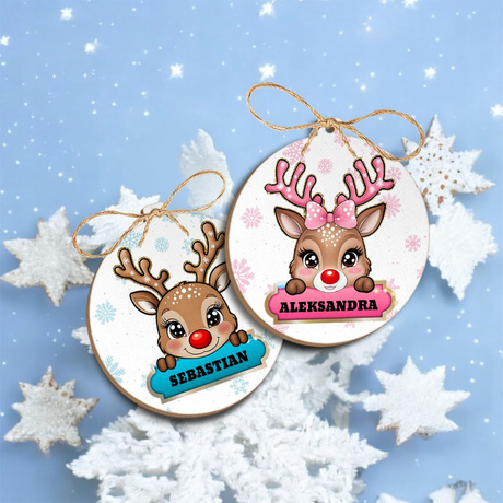 BOMBKA imieniem na CHOINKĘ Ozdoba CHOINKOWA Renifer ŚWIĘTA prezent