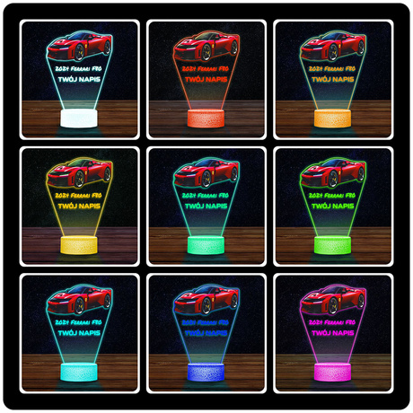 LAMPKA NOCNA LED 3D AUTO FERRARI F80 prezent dla dziecka URODZINY statuetka + pilot