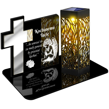 ZNICZ SOLARNY LED WIECZNY PODSTAWKA NA CMENTARZ GRÓB lampka Krzyż 3D DLA TATY