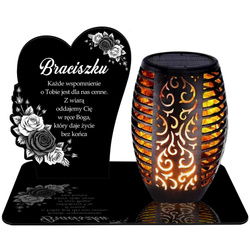 ZNICZ SOLARNY LED WIECZNY PODSTAWKA NA CMENTARZ GRÓB Krzyż EFEKT PŁOMIENIA dla Brata