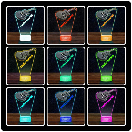 LAMPKA NOCNA LED 3D Gitara dla muzyka prezent dla dziecka URODZINY statuetka + pilot