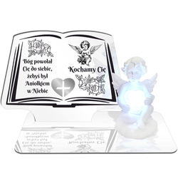 ZNICZ LED GRÓB Dziecka Córki Syna ANIOŁEK PODSTAWKA NA CMENTARZ BIAŁY ANIOŁ
