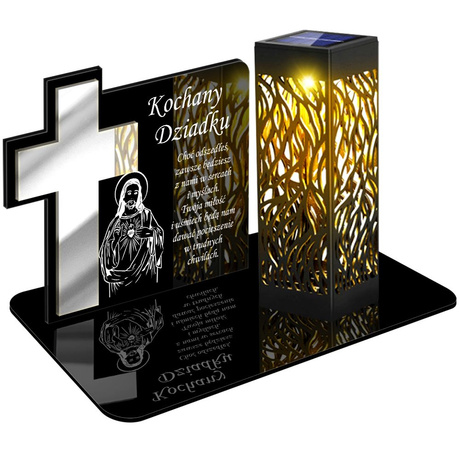 ZNICZ SOLARNY LED WIECZNY PODSTAWKA NA CMENTARZ GRÓB lampka Krzyż 3D DLA DZIADKA