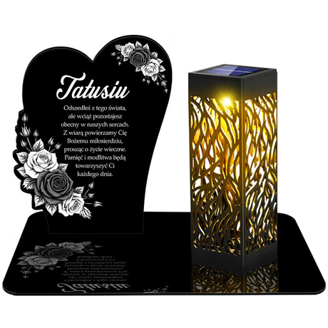 ZNICZ SOLARNY LED WIECZNY PODSTAWKA NA CMENTARZ GRÓB lampka Kwiaty 3D dla Taty