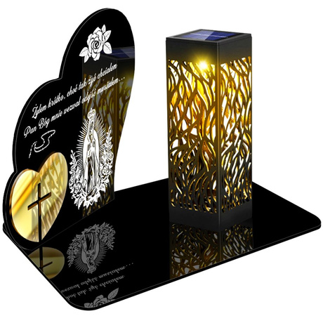ZNICZ SOLARNY LED WIECZNY PODSTAWKA NA CMENTARZ GRÓB lampka Serce 3D 