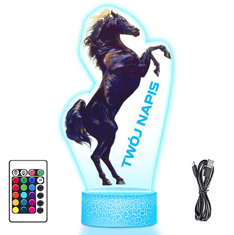 LAMPKA NOCNA LED 3D z imieniem KOŃ KONIK ZWIĘRZĘ prezent dla dziecka URODZINY statuetka + pilot